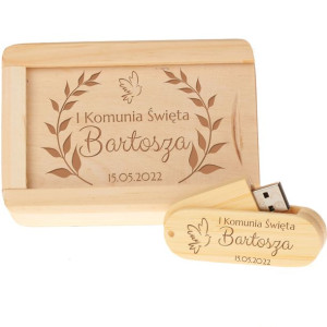 Drewniany Pendrive Grawer Komunia Święta Prezen Y3