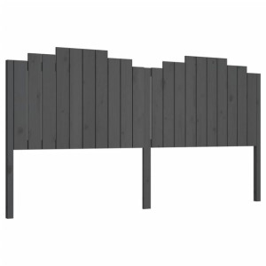 Wezgłowie łóżka, szare, 206x4x110 cm, lite drewno sosnowe