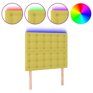 Zagłówek do łóżka z LED, zielony, 80x5x118/128 cm, tkanina