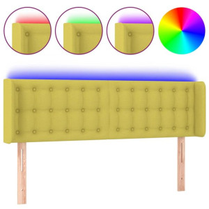Zagłówek do łóżka z LED, zielony, 147x16x78/88 cm, tkanina