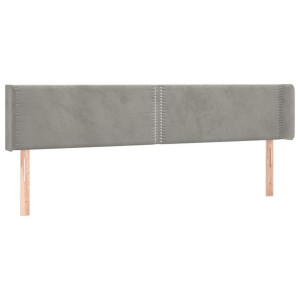 Zagłówek uszak, jasnoszary, 183x16x78/88 cm, aksamit