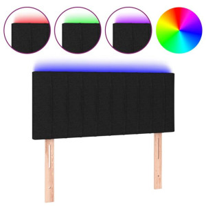 Zagłówek do łóżka z LED, czarny, 80x5x78/88 cm, tkanina