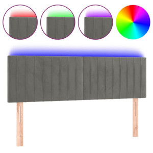 Zagłówek do łóżka z LED, jasnoszary, 144x5x78/88 cm, aksamit
