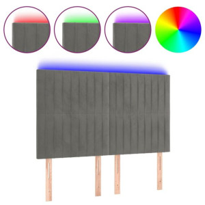 Zagłówek do łóżka z LED, jasnoszary, 144x5x118/128 cm, aksamit