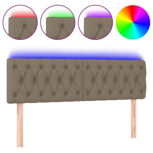 Zagłówek do łóżka z LED, taupe, 144x7x78/88 cm, tkanina