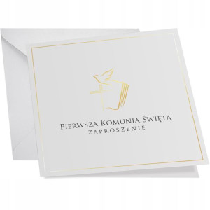Zaproszenie Komunia Święta+koperta Złoto 10szt. Y2