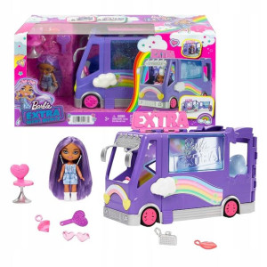 Mattel Barbie Extra Mini Minis Lalka + Bus Zestaw