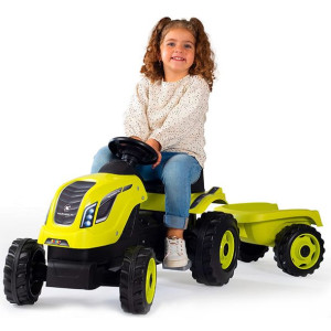 Smoby Traktor Xl Dla Dzieci Z Przyczepką Zielony