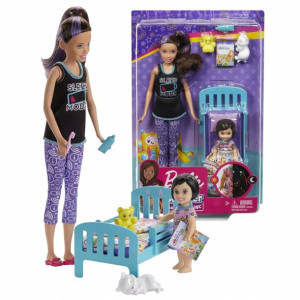 Barbie Skipper Lalka Opiekunka Zestaw Słodki Sen
