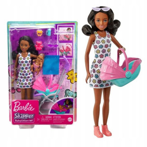 Barbie Skipper Lalka Opiekunka Zestaw Z Wózkiem