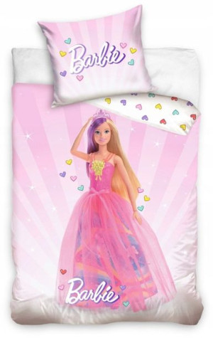 Barbie Pościel Dziecięca Bawełniana 160x200 Róż