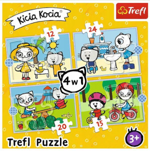 Trefl Puzzle 4w1 Dzień Kici Koci 4 Układanki 3+