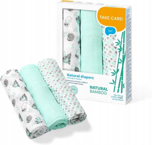 Babyono Naturalne Pieluszki Bambusowe Miętowe 3szt