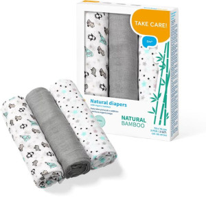 Babyono Naturalne Pieluszki Bambusowe Szare 3 Szt