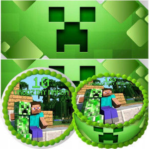 Zestaw Opłatek Na Tort+obwoluta Minecraft Y4