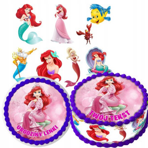 Zestaw Opłatek Na Tort+postacie Ariel Barbie Y6