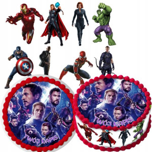 Zestaw Opłatek Na Tort+postacie Avengers 8szt Y6