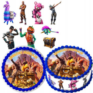 Zestaw Opłatek Na Tort+postacie Fortnite 8szt Y6