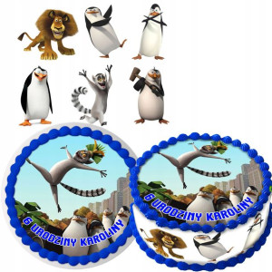 Zestaw Opłatek Na Tort+postacie Madagaskar 6szt Y6