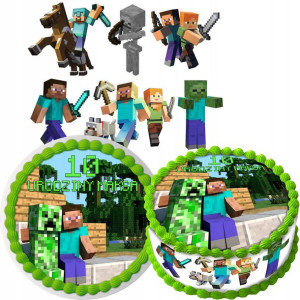 Zestaw Opłatek Na Tort+postacie Minecraft Y6