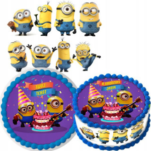 Zestaw Opłatek Na Tort+postacie Minionki 8szt Y6