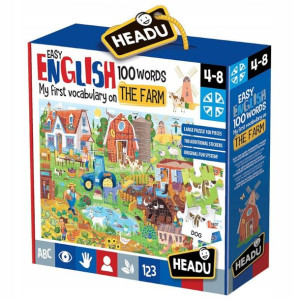 Headu Puzzle Edukacyjne Angielski 100 Słów Farma
