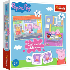 Trefl 2w1 Puzzle + Memos Dzień Świnki Peppy Memory