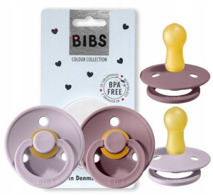 Bibs Smoczek 2pack Hevea 0+ Dusty Lilac+heather S