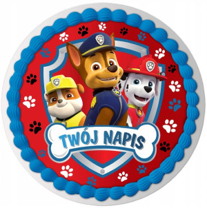 OPŁATEK NA TORT Paw Psi Patrol+IMIĘ URODZINY Y4