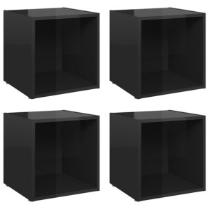 Szafki pod TV, 4 szt., wysoki połysk, czarne, 37x35x37 cm