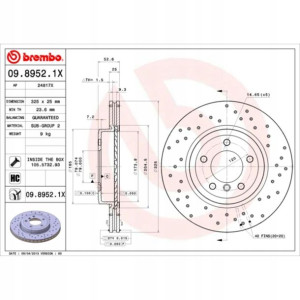 Tarcza Brembo Xtra Bmw3 E46, Z4 E85, Z4 E86 3.0/3