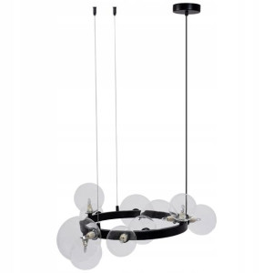 Lampa Sufitowa Wisząca Czarna 10xG9 klosze