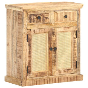 Szafka, 65x32x70 cm, lite drewno mango i naturalna trzcina