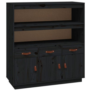 Kredens, czarny, 100x40x108,5 cm, lite drewno sosnowe