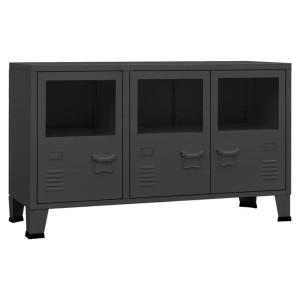 Szafka industrialna, antracytowa, 105x35x62 cm, metal i szkło