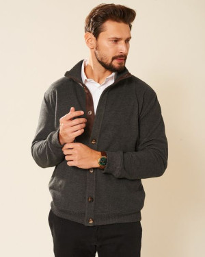 Sweter męski bawełniany antracyt Deville
