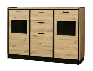 Funkcjonalna Komoda Witryna Barek  180 cm   KLARA  DĄB ARTISAN