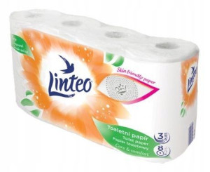 Papier toaletowy Linteo 8 rolek 3 warstwy celuloza