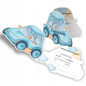 Zaproszenie Na Urodziny Auto Niebieskie Z2
