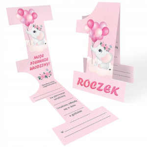 Zaproszenie Na Urodziny Roczek Jedynka Różowa Z2