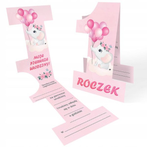 Zaproszenie Na Urodziny Roczek Jedynka Różowy Y2