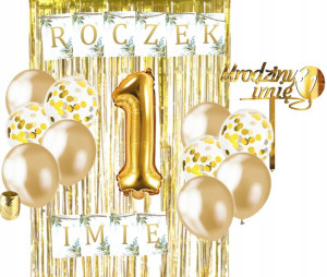 Zestaw Roczek Balony Topper Girlanda Imię Urodziny