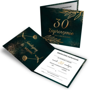 Zaproszenie Na Urodziny 30 Butelkowa Zieleń Z2
