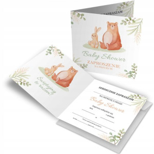 Zaproszenie Baby Shower Miś Królik Koperta Z2