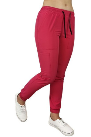 Joggery medyczne elastyczne amarantowe Regular Fit roz XL