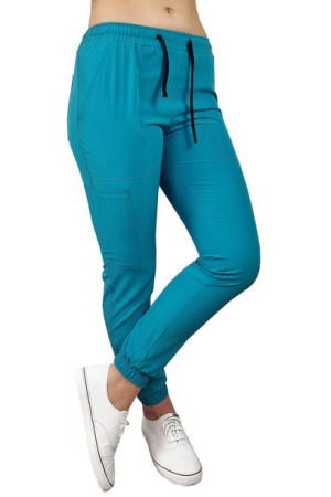 Joggery medyczne elastyczne turkusowe Regular Fit roz XL