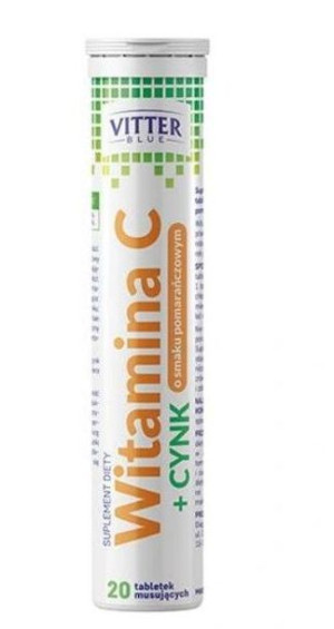WITAMINA C + Cynk VITTER BLUE 20 tabl musujących o smaku pomarańczowym