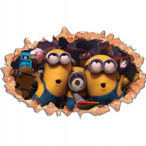 Naklejki Na Ściane Duże Minionki Dziura Z2