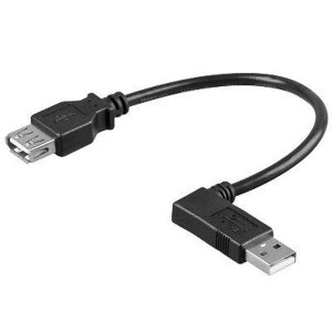 Przedłużacz USB (2.0), USB A M - USB A F, 0.1m, pod katem 90°, czarny
