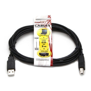 Logo USB kabel (2.0), USB A M - 3m, czarny